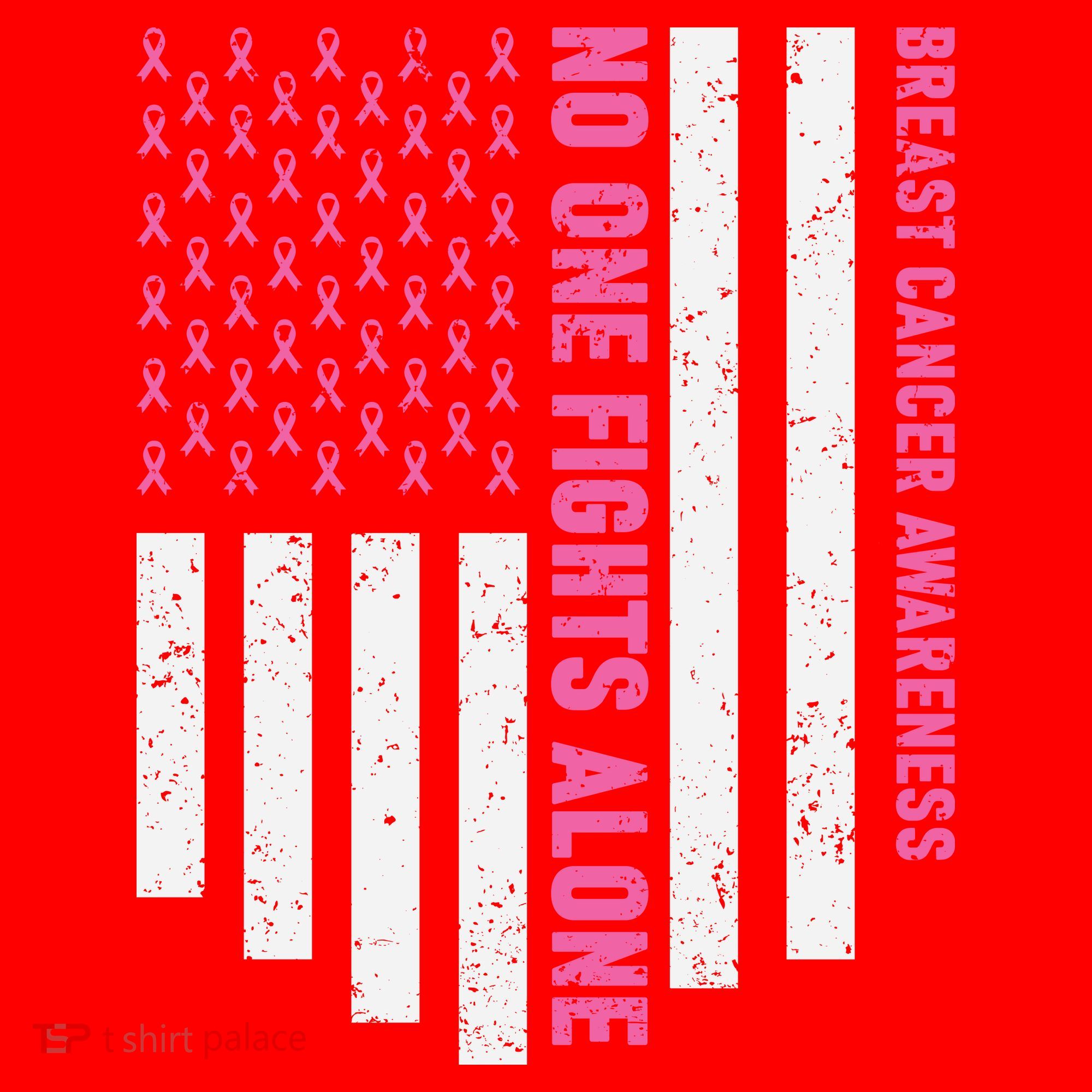 USA Flag No One Fight Alone Breast Caner Awareness Santa Hat