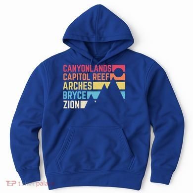 Utahs Five National Parks Souvenir Cool Gift Nps Moab Utah Mighty 5 Gift Hoodie