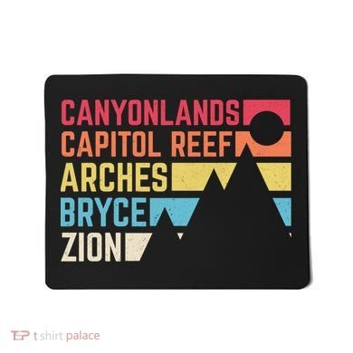 Utahs Five National Parks Souvenir Cool Nps Moab Utah Mighty 5 Mousepad