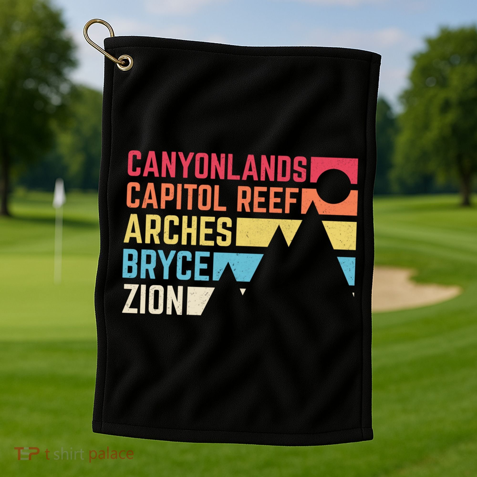 Utahs Five National Parks Souvenir Cool Nps Moab Utah Mighty 5 Golf Towel