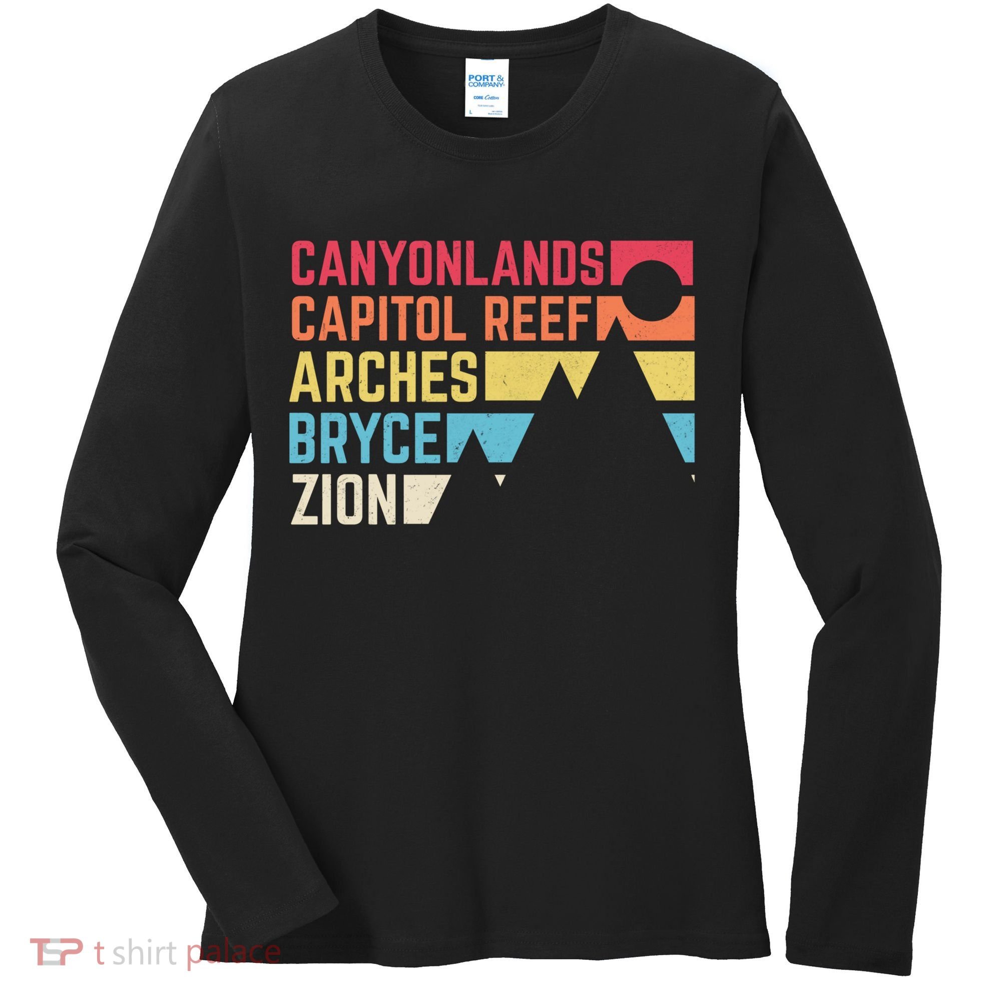 Utahs Five National Parks Souvenir Cool Nps Moab Utah Mighty 5 Women's Long Sleeve Shirt