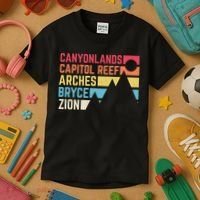 Utahs Five National Parks Souvenir Cool Nps Moab Utah Mighty 5 Kids T-Shirt thumb 3