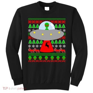 UFO Alien Abducting Reindeer Ugly Christmas Sweater Design Sweatshirt