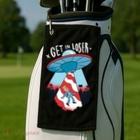 UFO Aliens Abducted Trump Get In Loser Golf Towel thumb 2