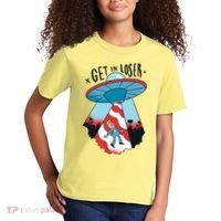 UFO Aliens Abducted Trump Get In Loser Kids T-Shirt thumb 2