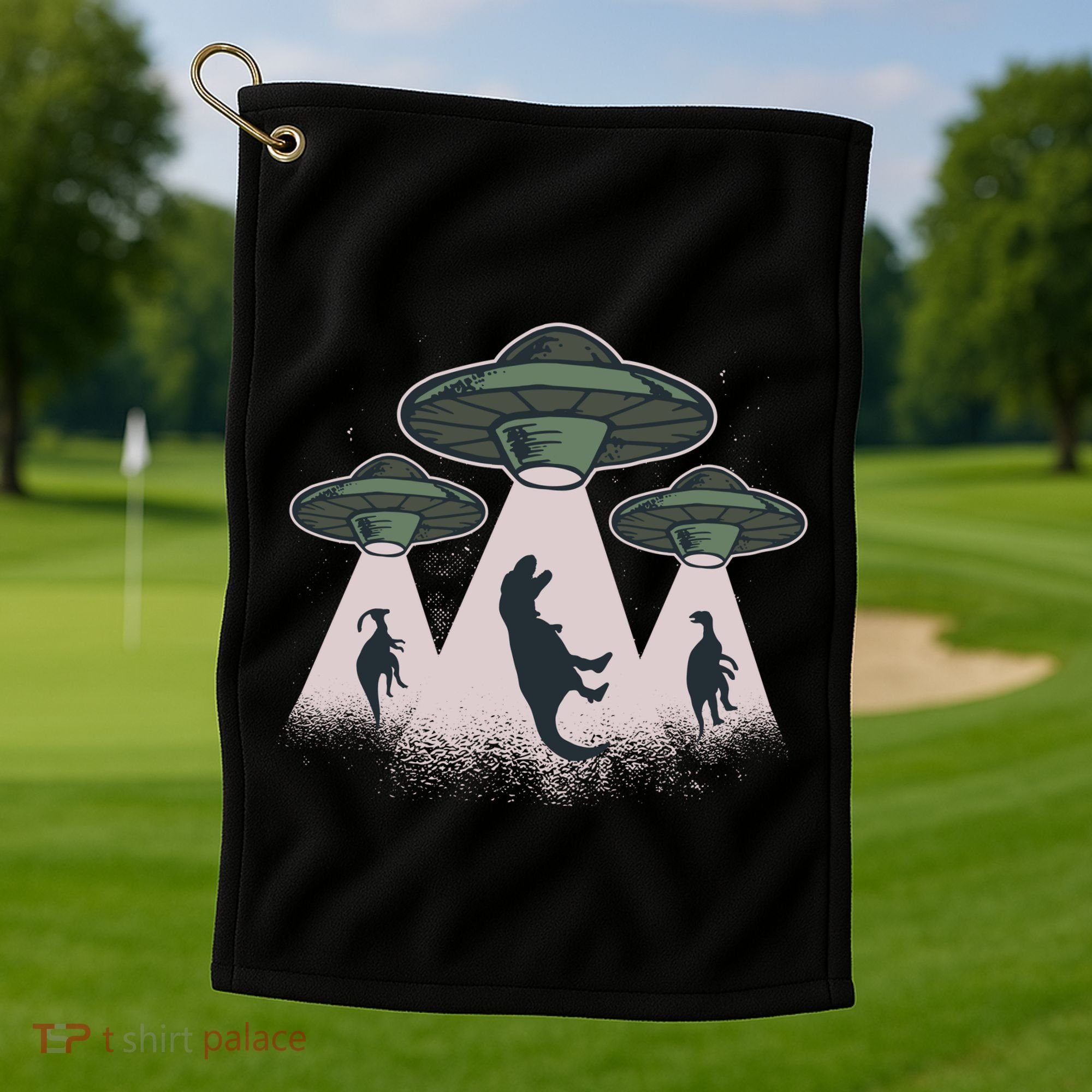 UFO Dinos Golf Towel