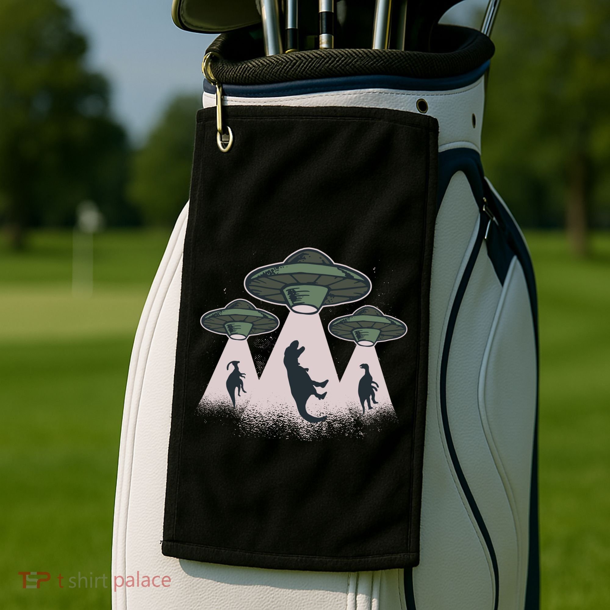 UFO Dinos Golf Towel