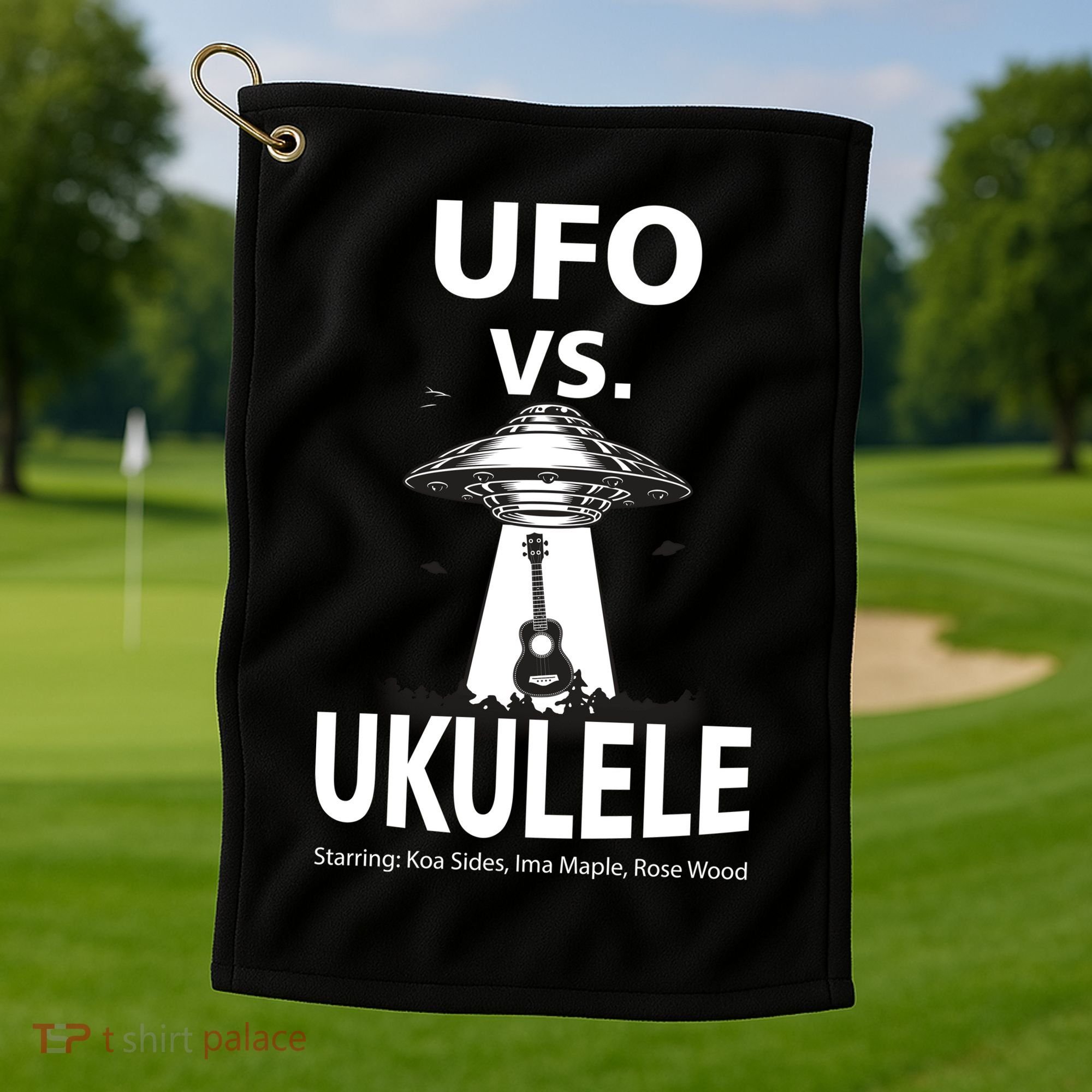 UFO Vs Ukulele Golf Towel