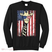 USA Flag Patriotic Giraffe Sunglasses Funny Animal Lover Sweatshirt thumb 0