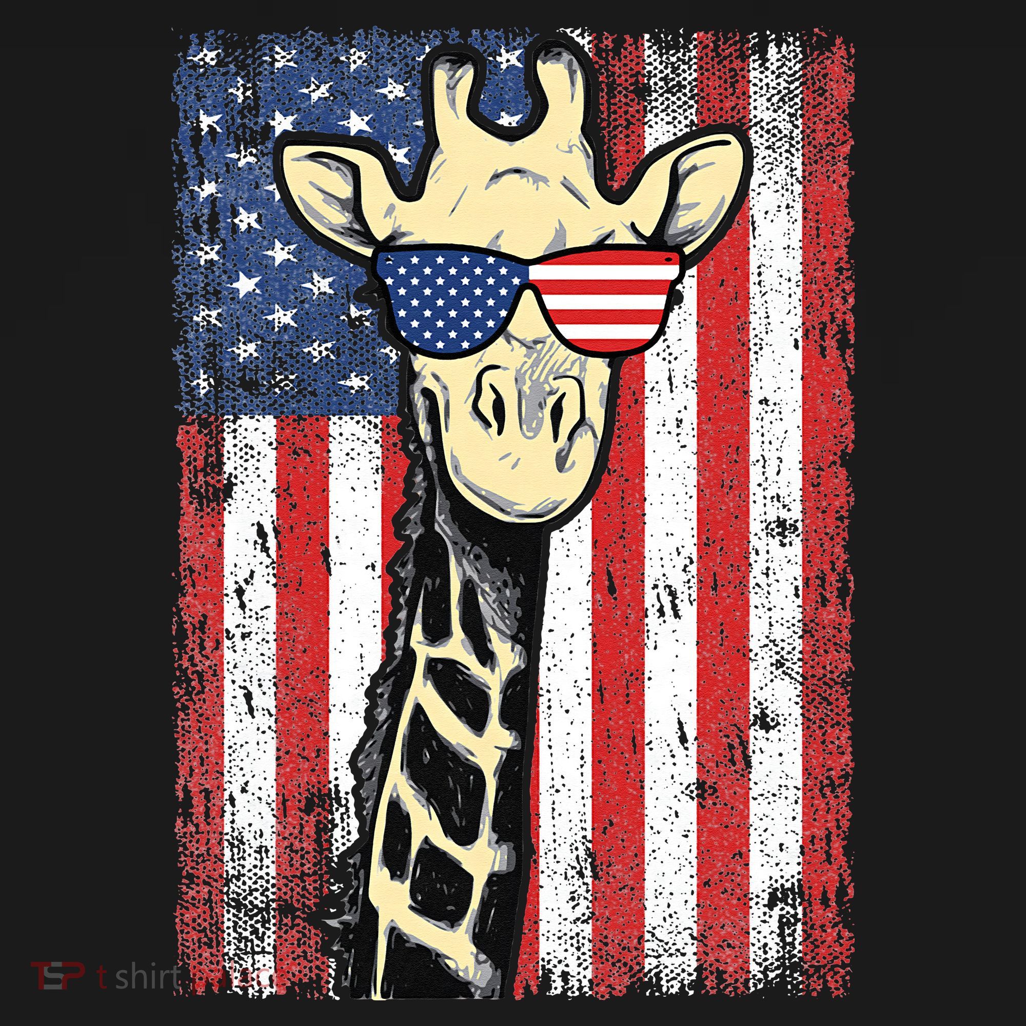 USA Flag Patriotic Giraffe Sunglasses Funny Animal Lover Polo