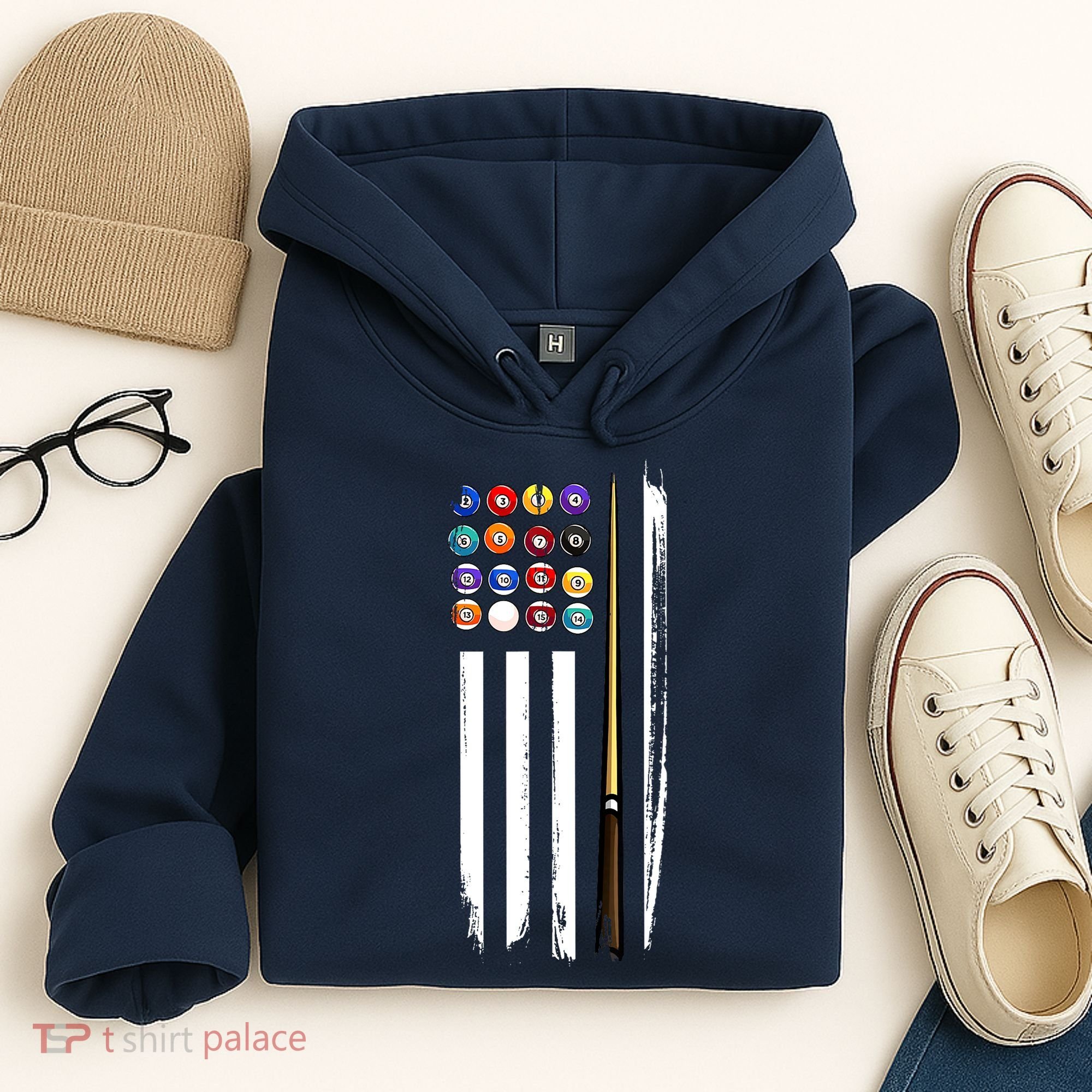 Usa Flag Pool Player Cute Cues Stick Best Gift For Player Hoodie