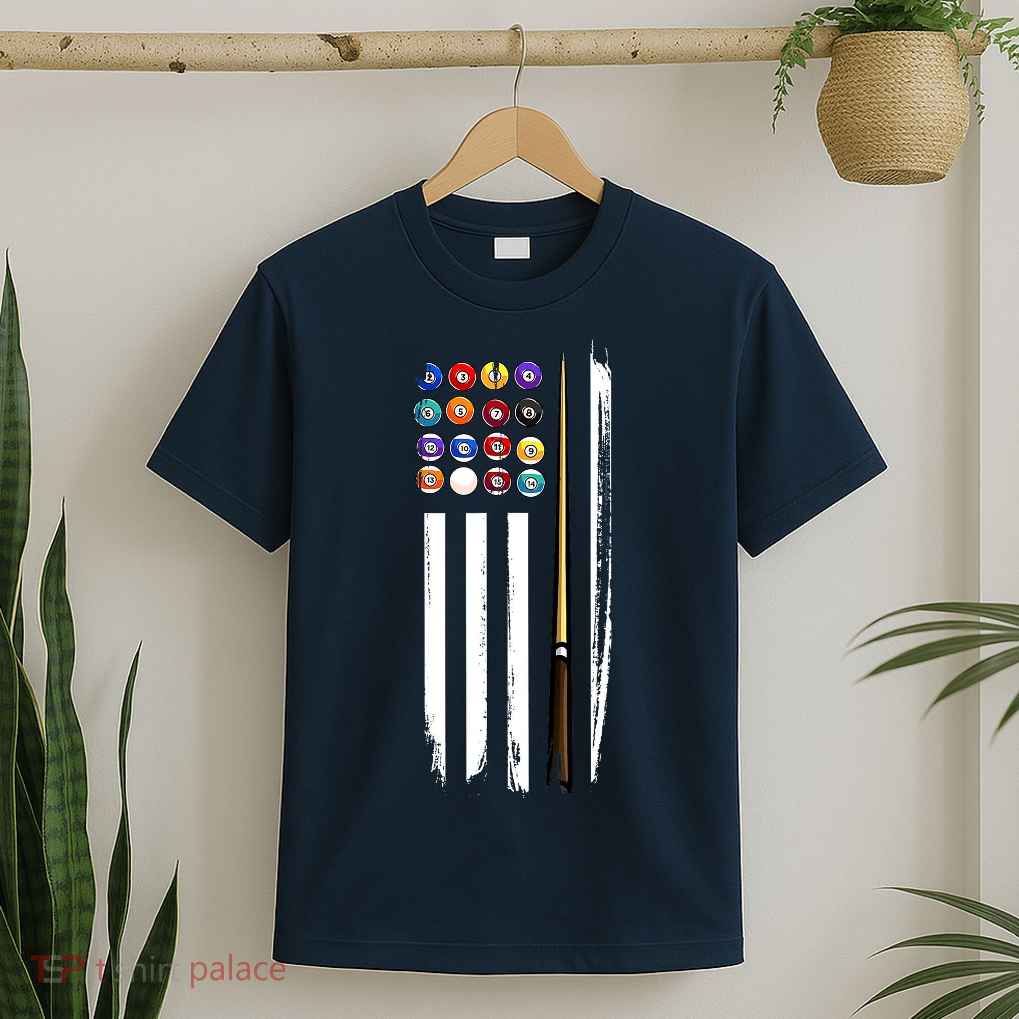 Usa Flag Pool Player Cute Cues Stick Best Gift For Player T-Shirt
