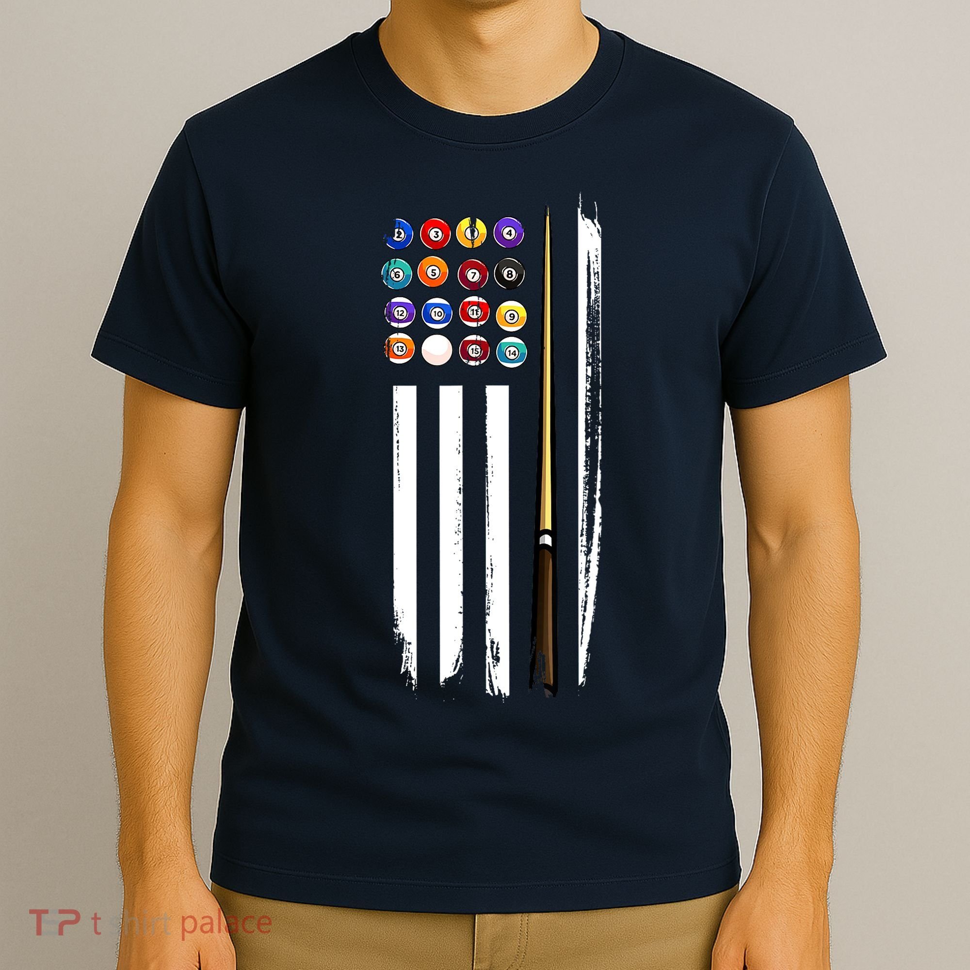 Usa Flag Pool Player Cute Cues Stick Best Gift For Player T-Shirt