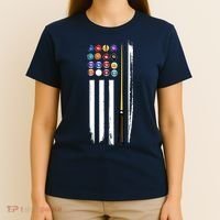 Usa Flag Pool Player Cute Cues Stick Best Gift For Player T-Shirt thumb 4