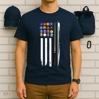 Usa Flag Pool Player Cute Cues Stick Best Gift For Player T-Shirt thumb 6