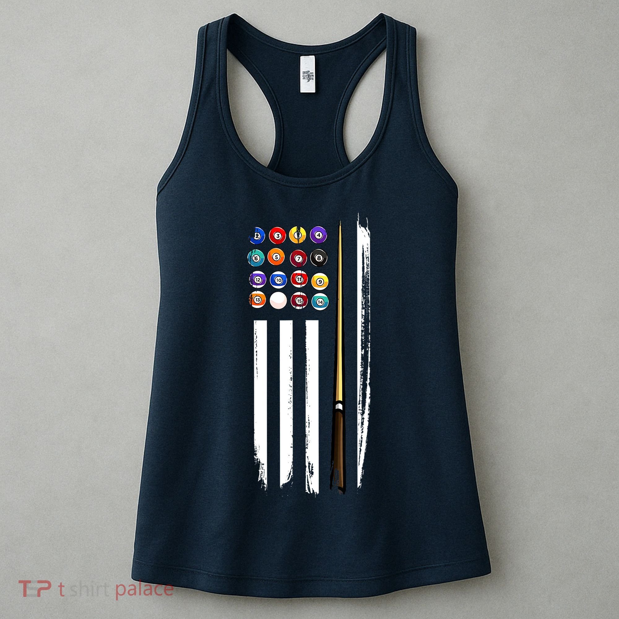Usa Flag Pool Player Cute Cues Stick Best Gift For Player Women's Tank Top