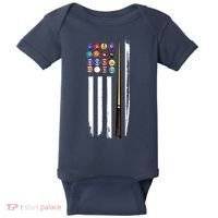 Usa Flag Pool Player Cute Cues Stick Best Gift For Player Baby Bodysuit thumb 0