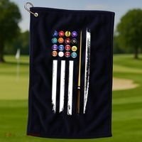 Usa Flag Pool Player Cute Cues Stick Best Gift For Player Golf Towel thumb 1