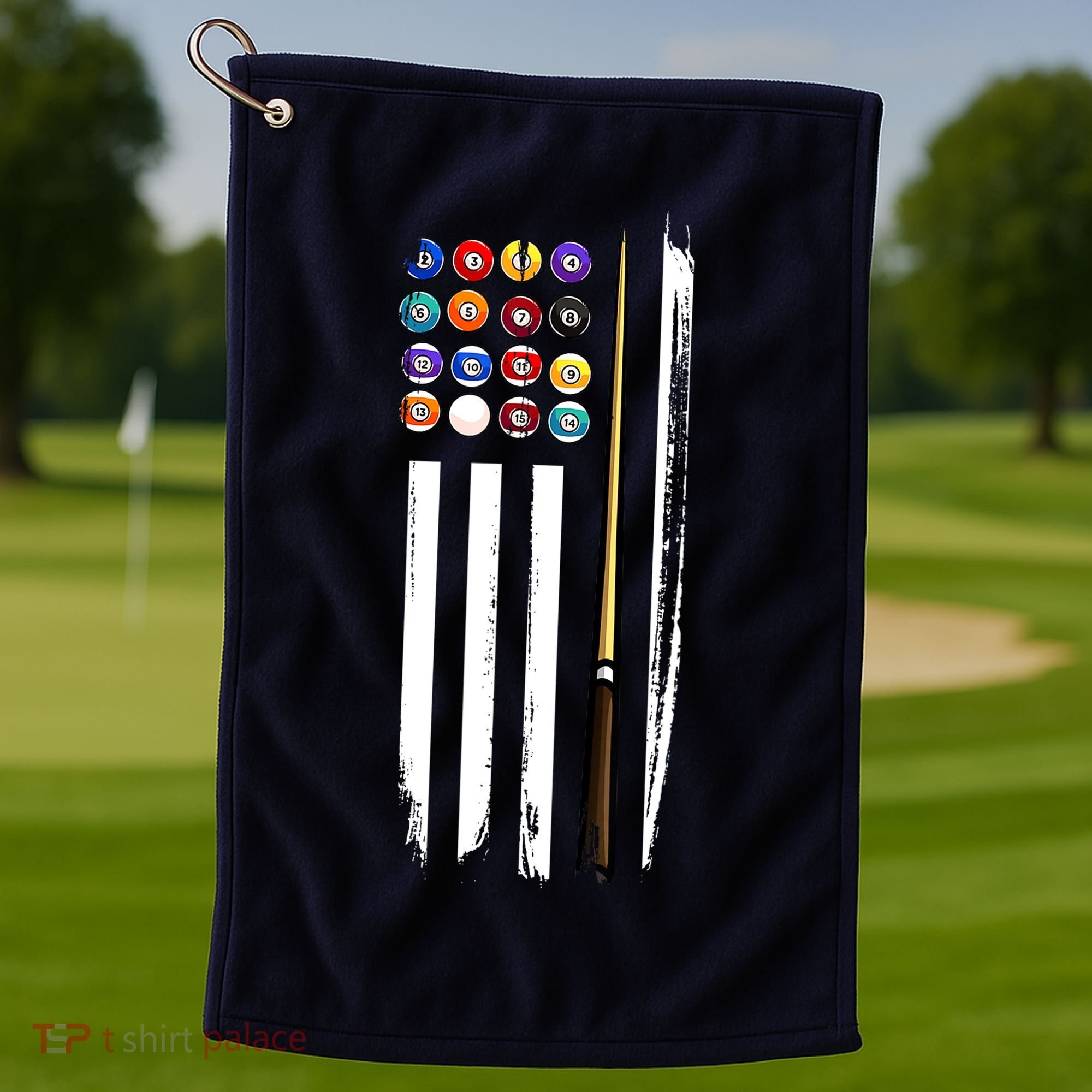 Usa Flag Pool Player Cute Cues Stick Best Gift For Player Golf Towel