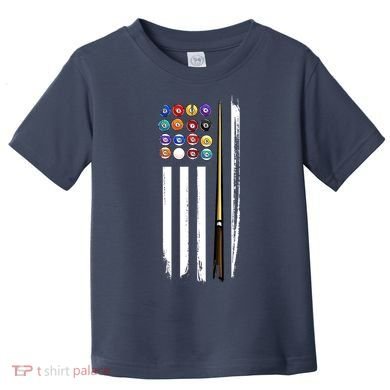 Usa Flag Pool Player Cute Cues Stick Best Gift For Player Toddler T-Shirt