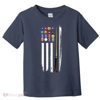 Usa Flag Pool Player Cute Cues Stick Best Gift For Player Toddler T-Shirt thumb 0