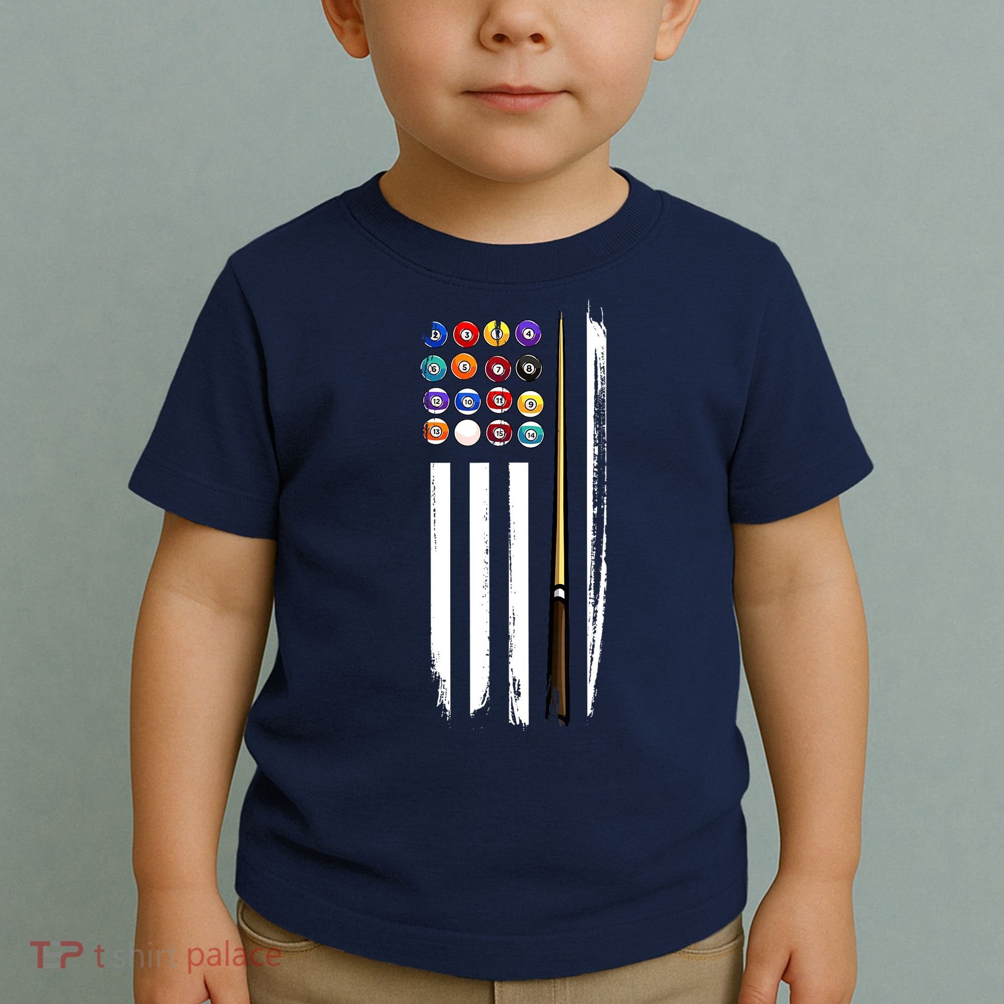 Usa Flag Pool Player Cute Cues Stick Best Gift For Player Toddler T-Shirt
