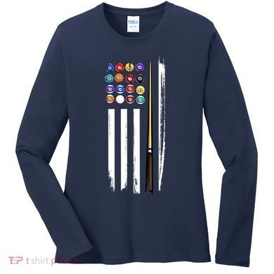 Usa Flag Pool Player Cute Cues Stick Best Gift For Player Women's Long Sleeve Shirt