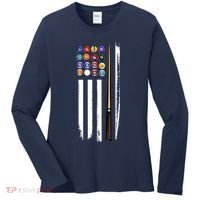 Usa Flag Pool Player Cute Cues Stick Best Gift For Player Women's Long Sleeve Shirt thumb 0