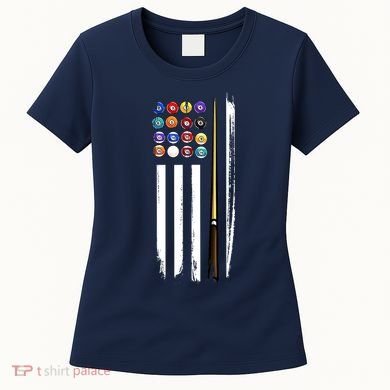 Usa Flag Pool Player Cute Cues Stick Best Gift For Player Women's T-Shirt