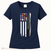 Usa Flag Pool Player Cute Cues Stick Best Gift For Player Women's T-Shirt thumb 0
