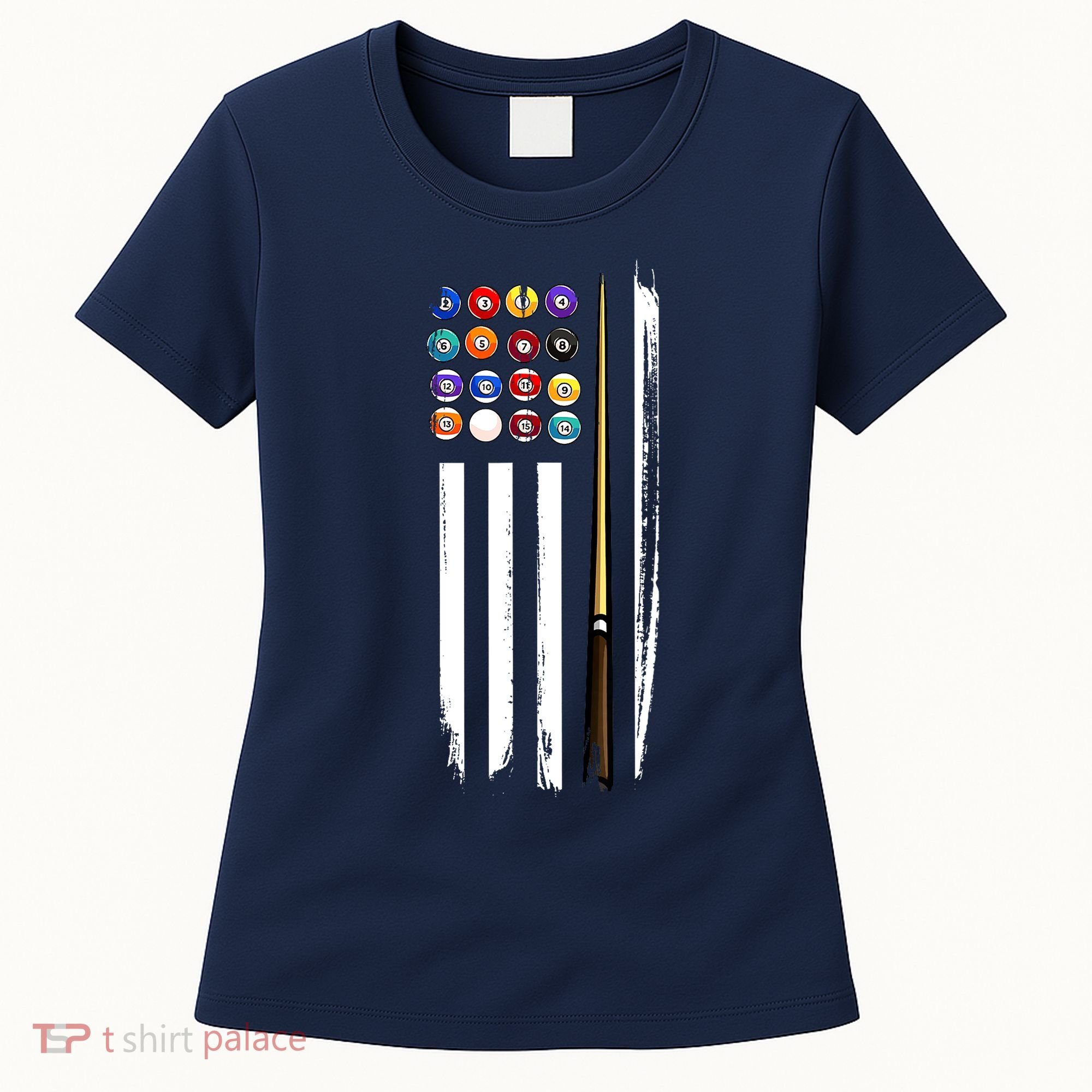 Usa Flag Pool Player Cute Cues Stick Best Gift For Player Women's T-Shirt