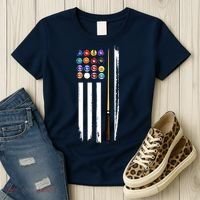 Usa Flag Pool Player Cute Cues Stick Best Gift For Player Women's T-Shirt thumb 3