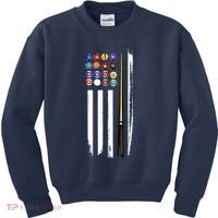 Usa Flag Pool Player Cute Cues Stick Best Gift For Player Kids Sweatshirt thumb 0