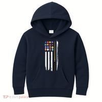 Usa Flag Pool Player Cute Cues Stick Best Gift For Player Kids Hoodie thumb 0