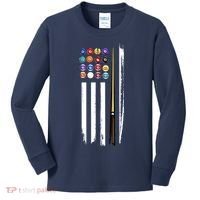 Usa Flag Pool Player Cute Cues Stick Best Gift For Player Kids Long Sleeve Shirt thumb 0