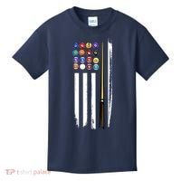 Usa Flag Pool Player Cute Cues Stick Best Gift For Player Kids T-Shirt thumb 0