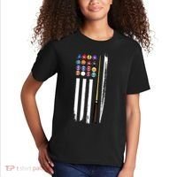 Usa Flag Pool Player Cute Cues Stick Best Gift For Player Kids T-Shirt thumb 2