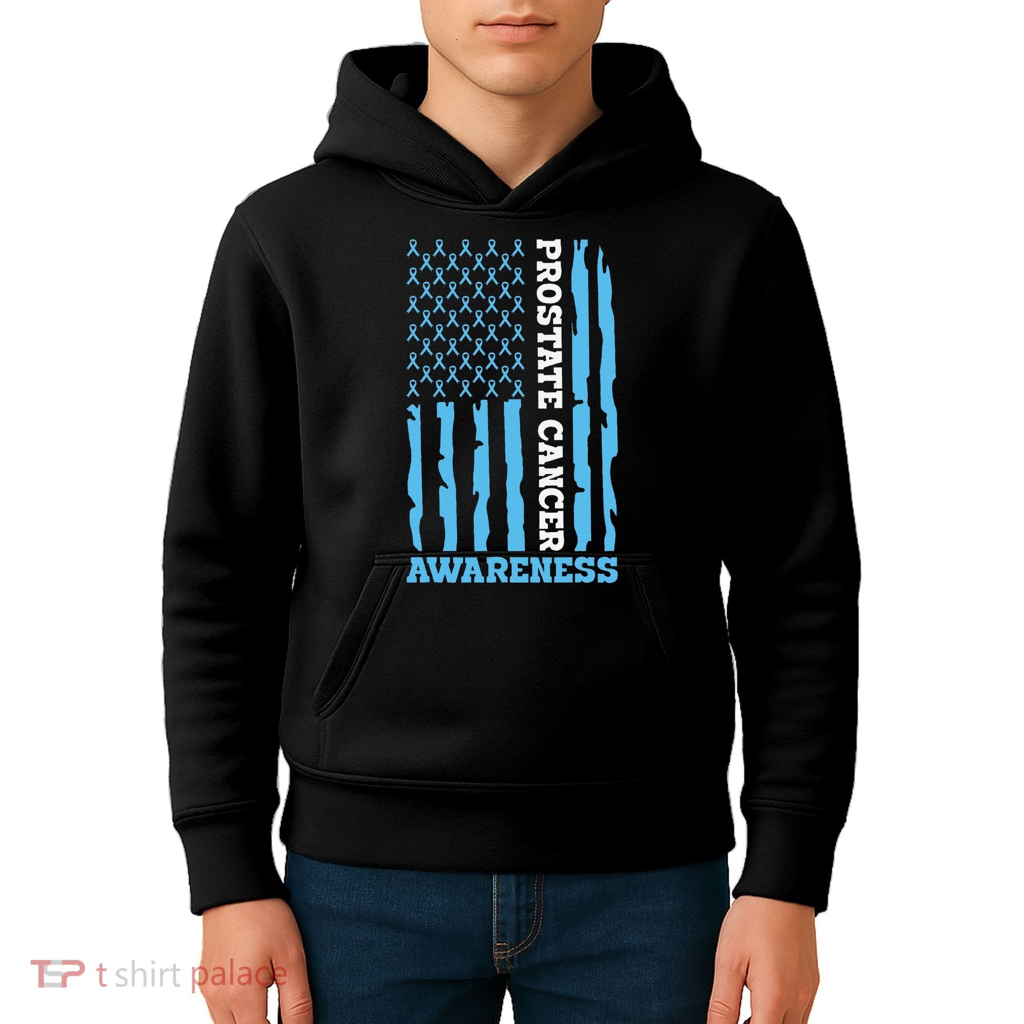 USA Flag Prostate Cancer Awareness Kids Hoodie