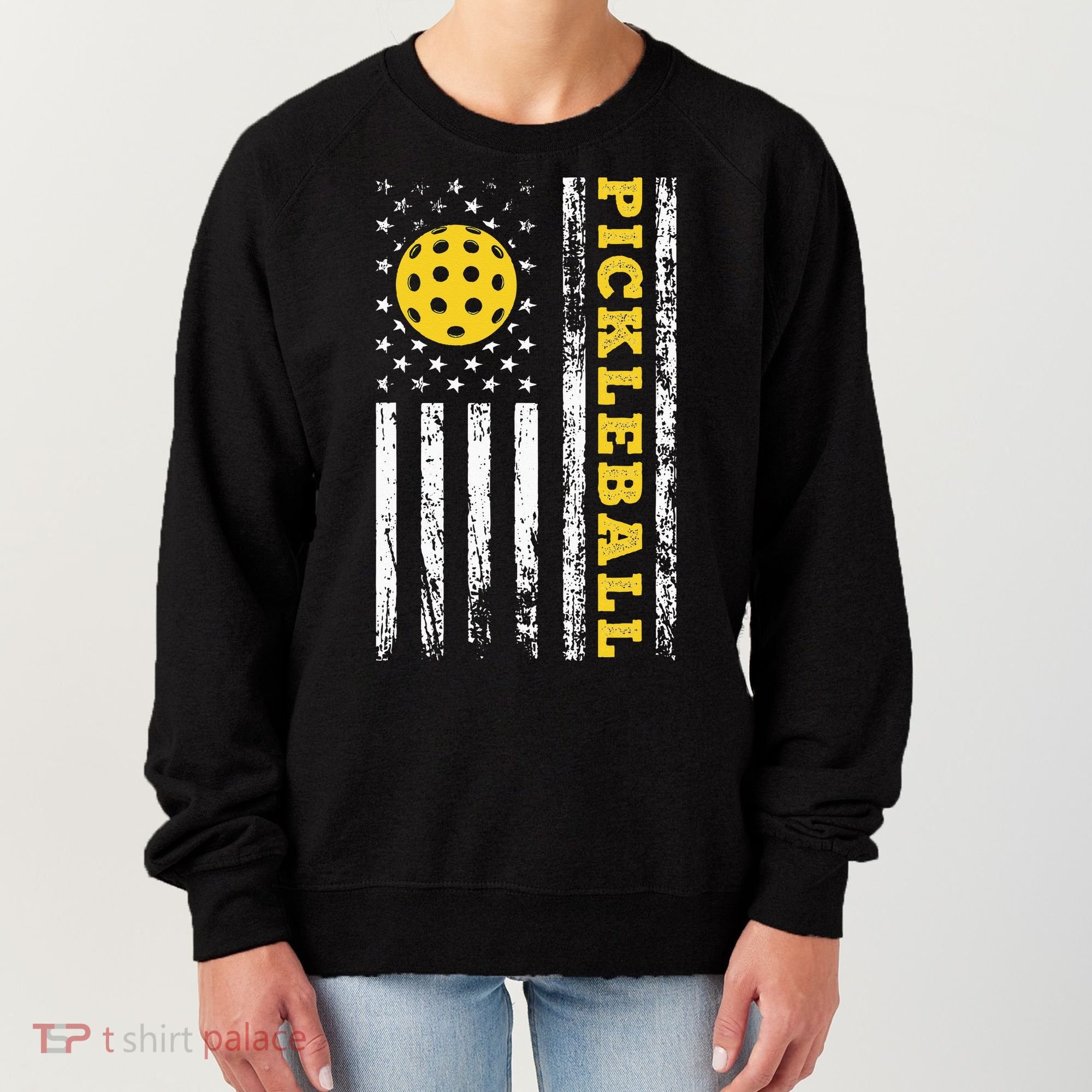 US Flag Pickleball Player Paddleball Lover Women's Sweatshirt