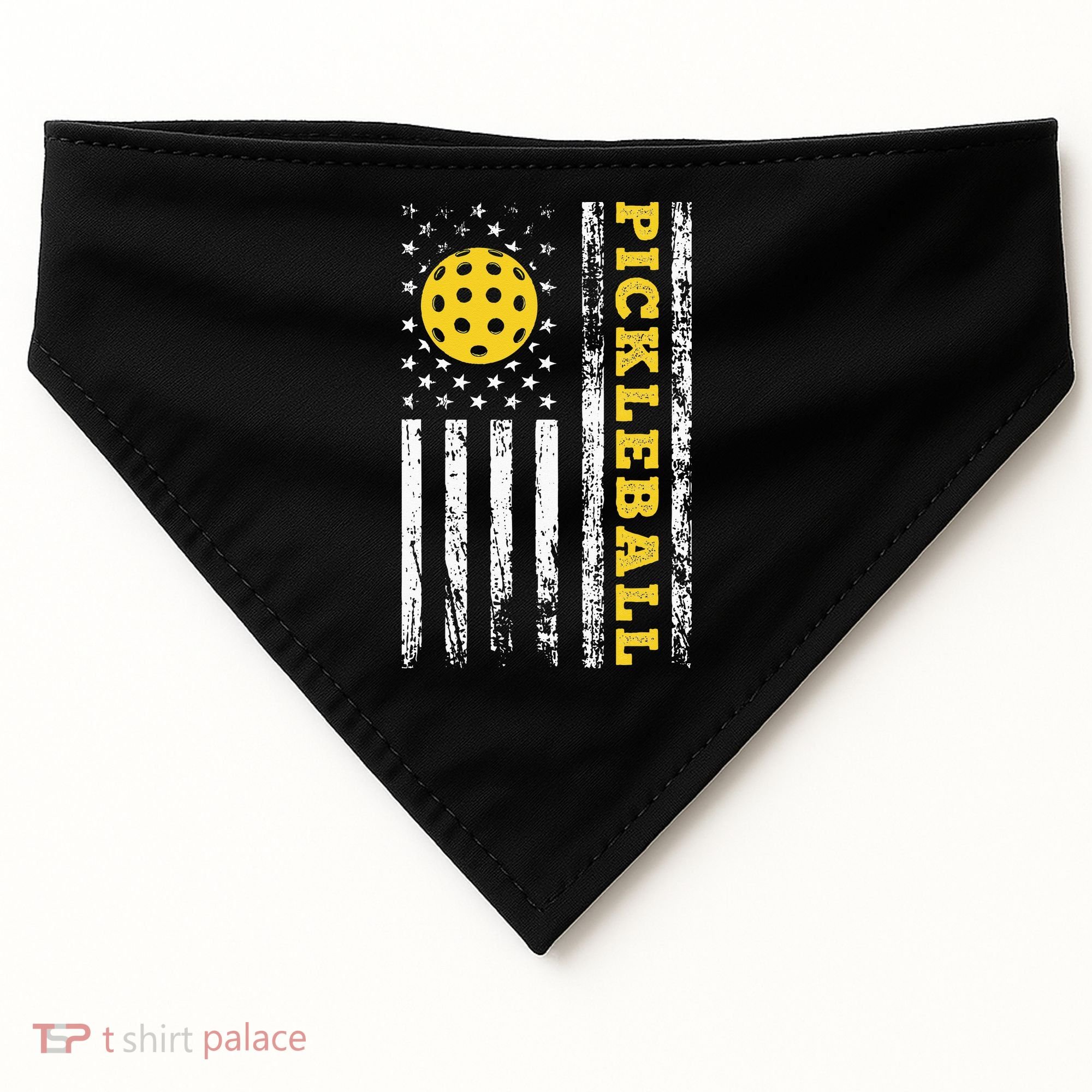 US Flag Pickleball Player Paddleball Lover USA-Made Doggie Bandana