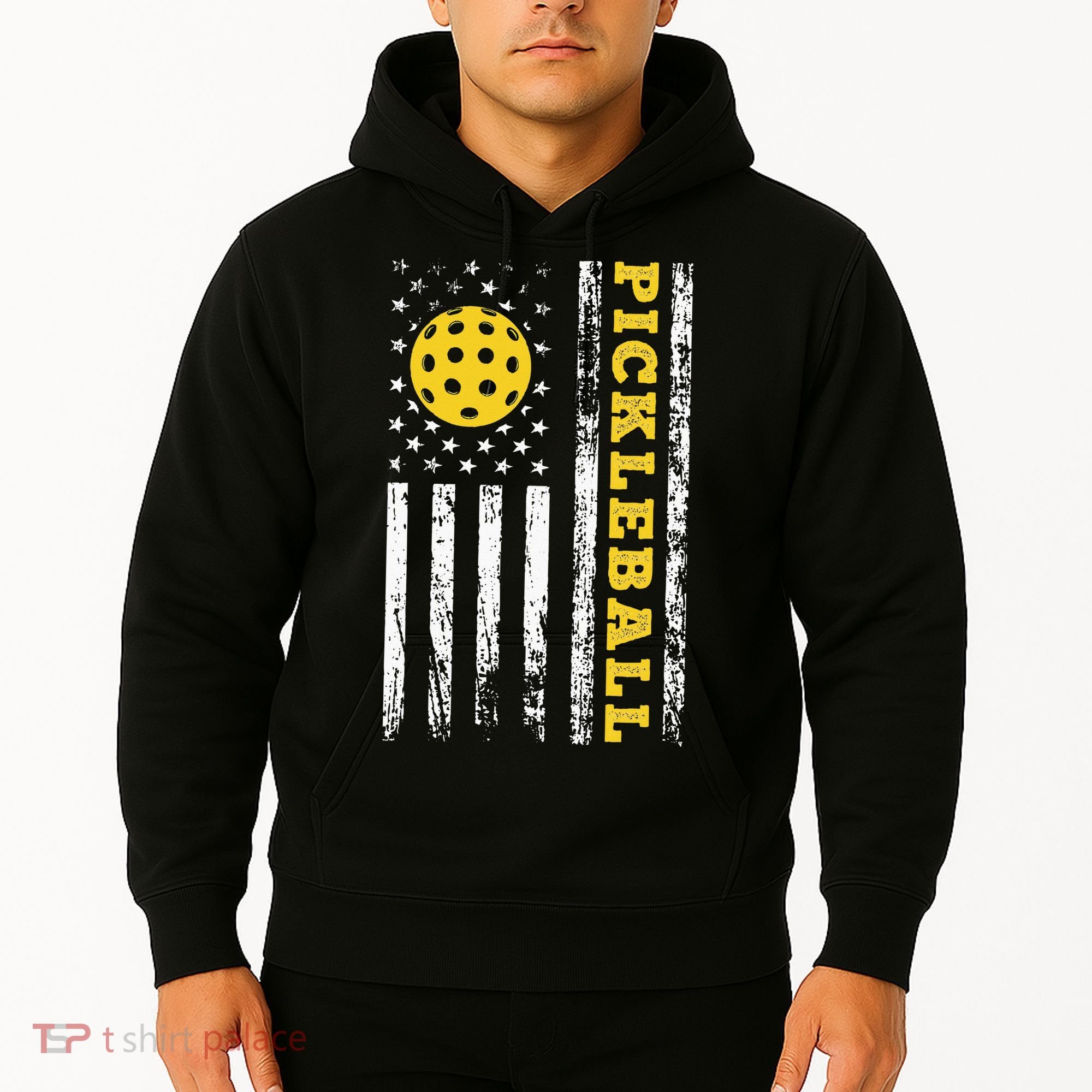 US Flag Pickleball Player Paddleball Lover Hoodie