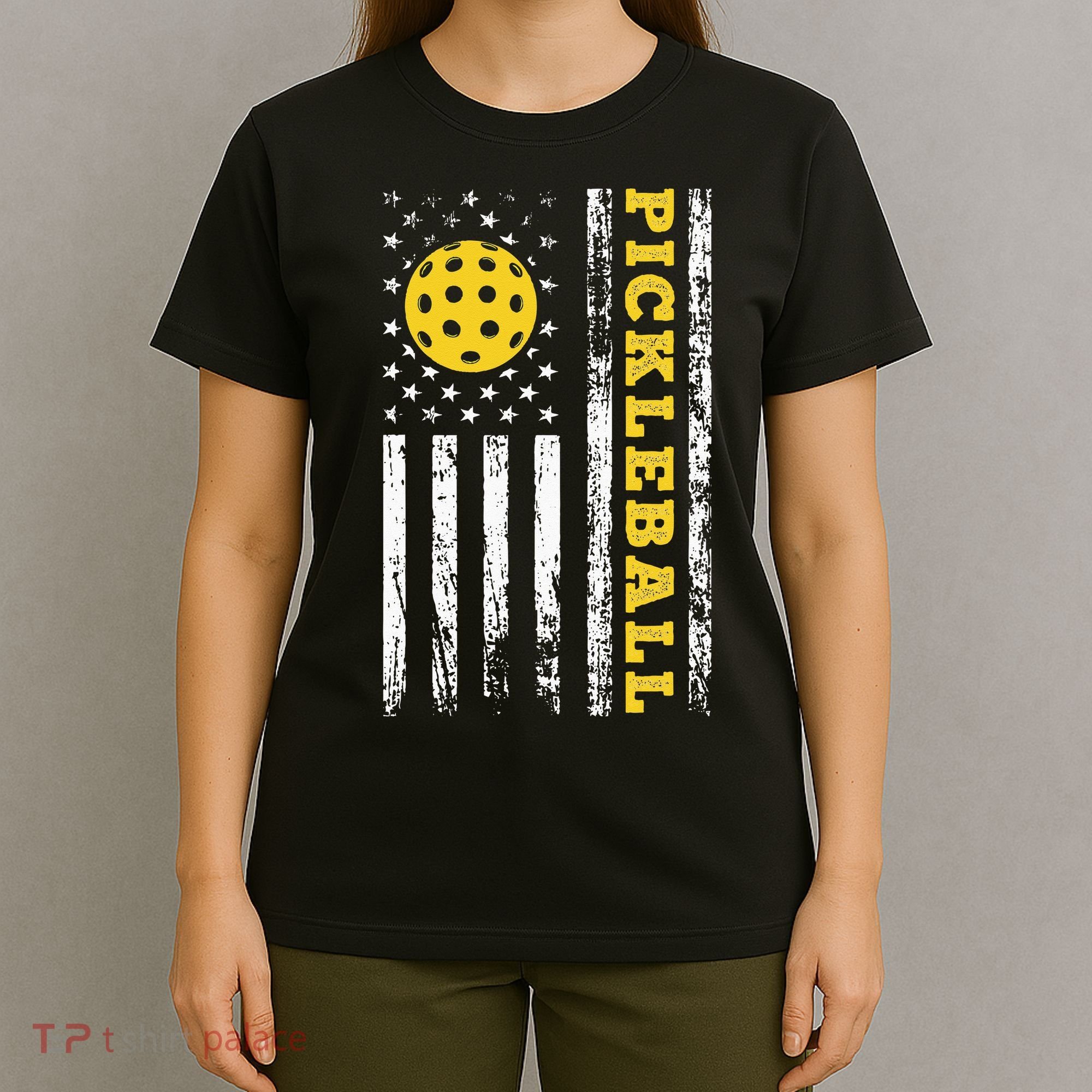 US Flag Pickleball Player Paddleball Lover T-Shirt
