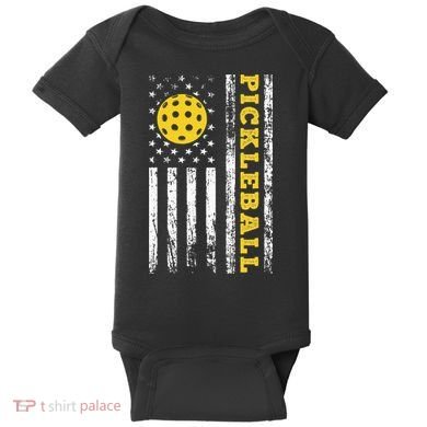 US Flag Pickleball Player Paddleball Lover Baby Bodysuit