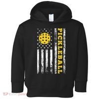 US Flag Pickleball Player Paddleball Lover Toddler Hoodie thumb 0