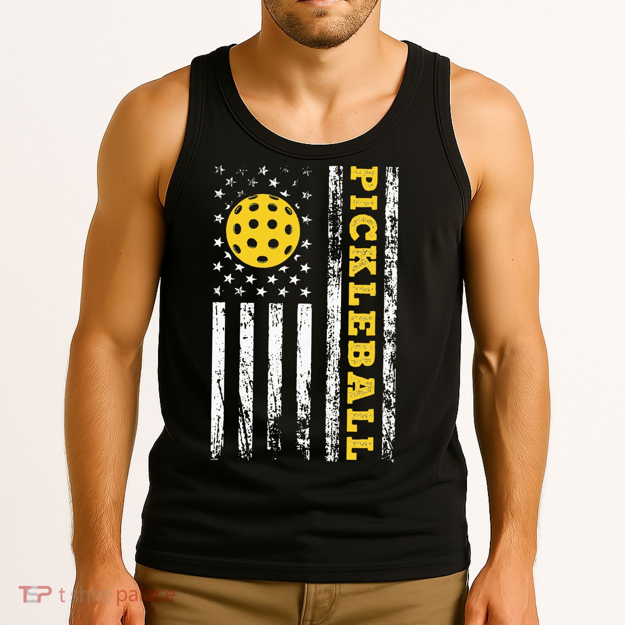 US Flag Pickleball Player Paddleball Lover Tank Top