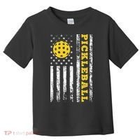 US Flag Pickleball Player Paddleball Lover Toddler T-Shirt thumb 0