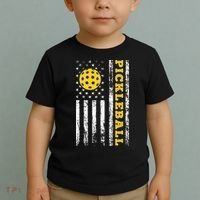 US Flag Pickleball Player Paddleball Lover Toddler T-Shirt thumb 2