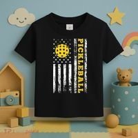US Flag Pickleball Player Paddleball Lover Toddler T-Shirt thumb 3