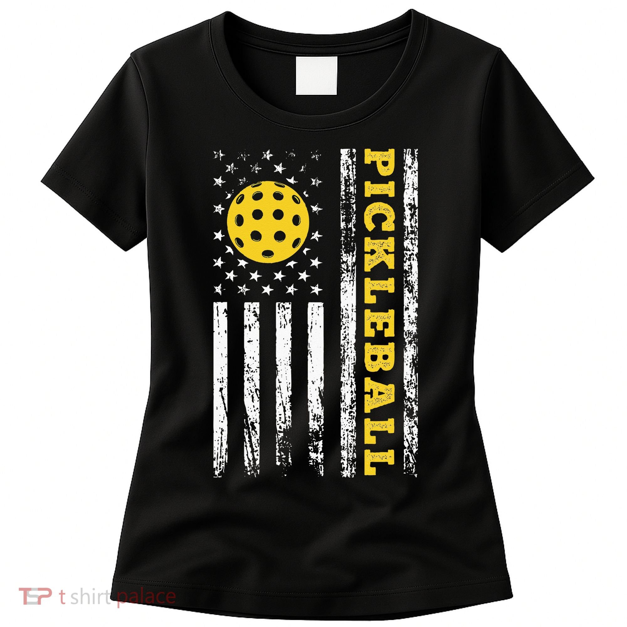 US Flag Pickleball Player Paddleball Lover Women's T-Shirt