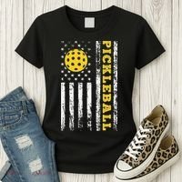 US Flag Pickleball Player Paddleball Lover Women's T-Shirt thumb 3
